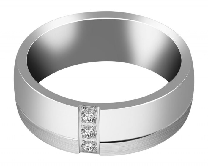 Akzent Damen-Partnerring aus Titan, mit Similibesatz, silberfarbig - Image 4