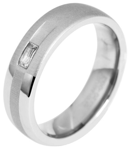 Akzent Damen-Partnerring aus Titan, Similibesatz, silberfarbig