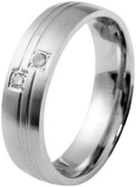 Akzent Damen-Partnerring, Edelstahl, Similibesatz, silberfarben - Image 3