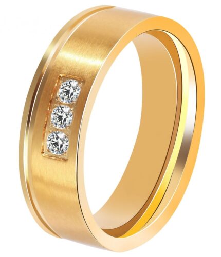 Akzent Partnerring aus Edelstahl, goldfarben