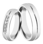 Akzent Damen-Partnerring, Edelstahl, Similibesatz, silberfarben - Image 2