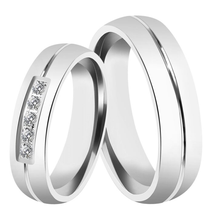 Akzent Damen-Partnerring, Edelstahl, Similibesatz, silberfarben - Image 2