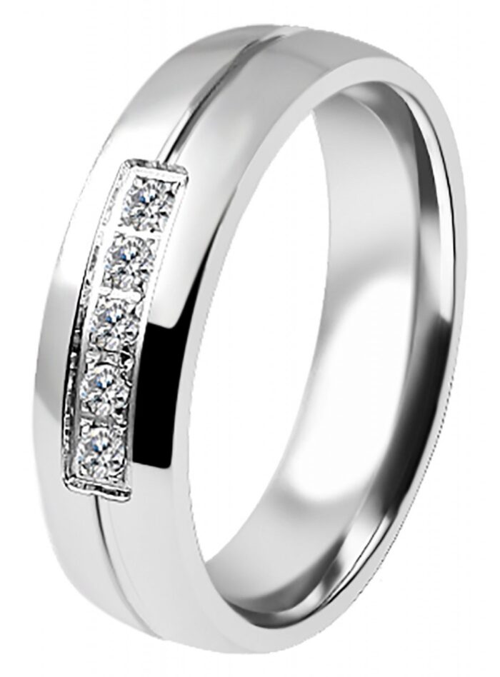 Akzent Damen-Partnerring, Edelstahl, Similibesatz, silberfarben - Image 3