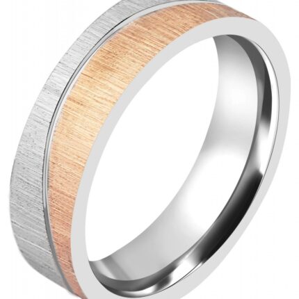 Akzent Herren-Partnerring, silberfarben/ roségoldfarben
