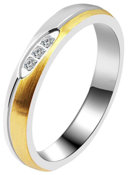 Akzent Edelstahl Damen-Partnerring, silber- & goldfarben