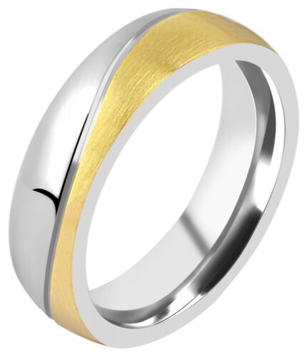 Akzent Edelstahl Herren-Partnerring, silber- & goldfarben