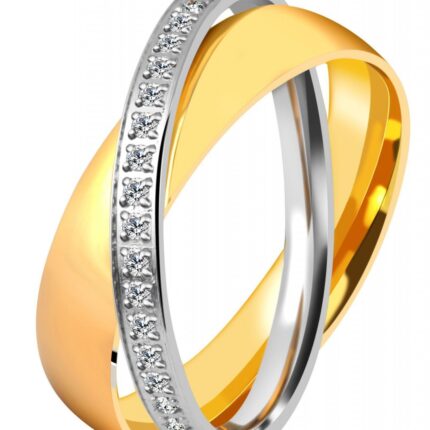 Damen Edelstahl Partnerring mit Steinchen,