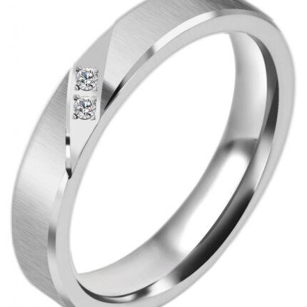 Akzent Damen-Partnerring, Edelstahl, Similibesatz, silberfarben