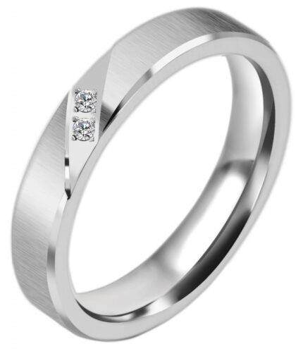 Akzent Damen-Partnerring, Edelstahl, Similibesatz, silberfarben