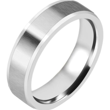 Akzent Herren-Partnerring, Edelstahl, Similibesatz, silberfarben