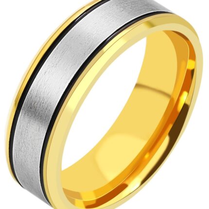 Akzent Partnerring für Herren, Edelstahl, tricolor