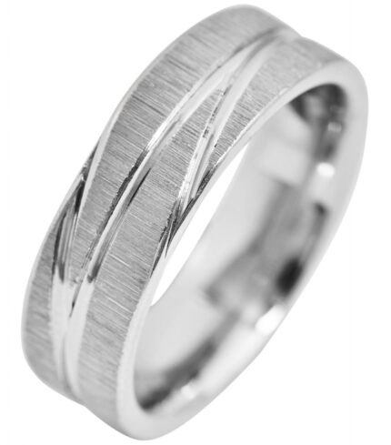 Akzent Herren-Partnerring, Edelstahl, gebürstet, silberfarben