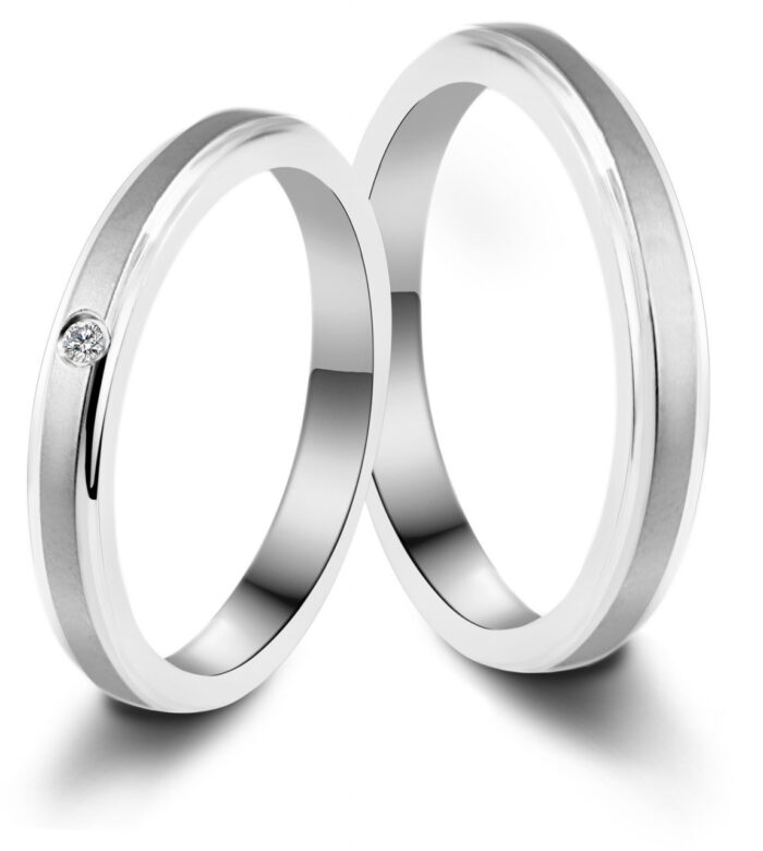 Akzent Damen-Partnerring aus Edelstahl, silberfarben - Image 2
