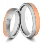 Akzent Damen-Partnerring, Edelstahl, Similistein, bicolor - Image 2