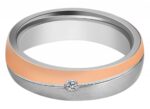Akzent Damen-Partnerring, Edelstahl, Similistein, bicolor - Image 4