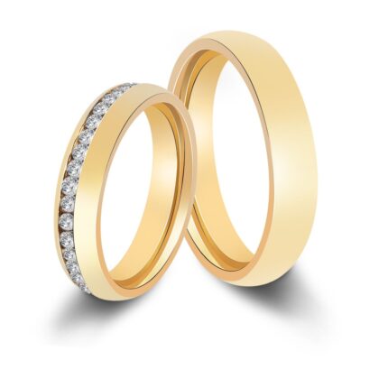 Akzent Damen-Partnerring, Edelstahl, Similibesatz, goldfarben