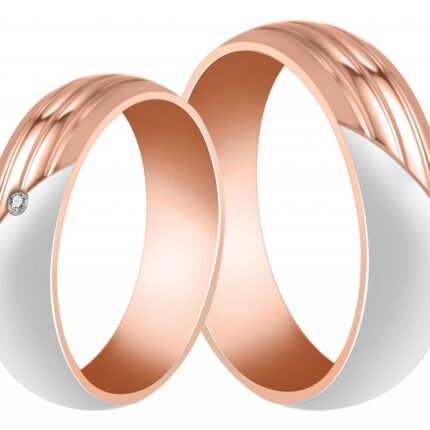 Akzent Herren-Partnerring, Edelstahl, silber- & roségoldfarben
