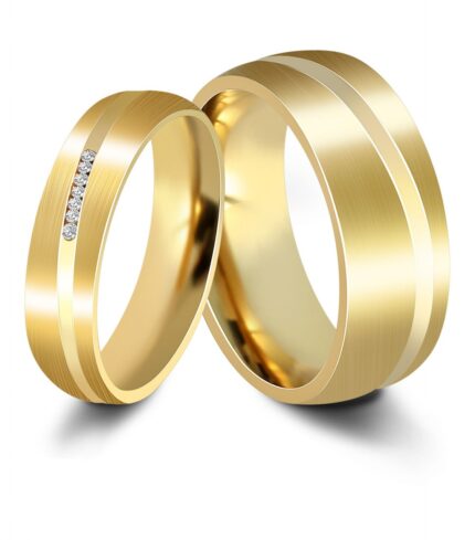 Akzent Damen-Partnerring, Edelstahl, Similibesatz, Ionenplattiert, goldfarben