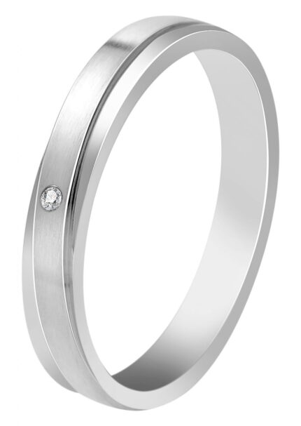 Akzent Damen-Partnerring, Edelstahl, Similibesatz, silberfarben