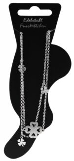 Akzent Edelstahl Fußkette, Kleeblatt-Anhänger, 26+5cm - Image 2