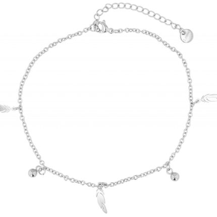 Akzent Fußkette "Nyrobi" mit Feder- und Kugelanhänger, Edelstahl, 24+5 cm