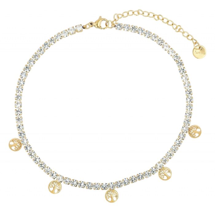 Akzent Tennis-Fußkette "Fidelia", Edelstahl & Simili mit, Lebensbaumanhänger - Image 4