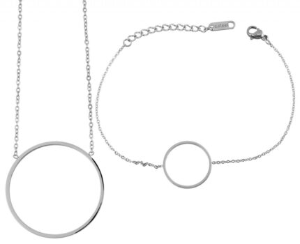 Akzent Edelstahlschmuckset aus Armband und Kette mit Anhänger