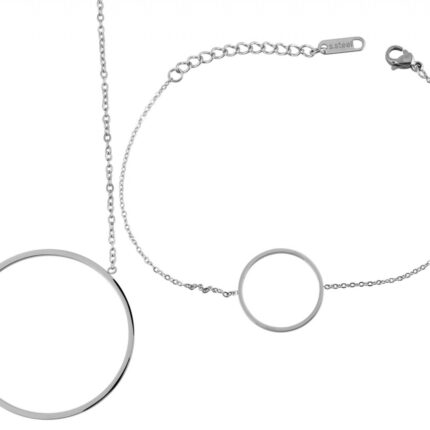 Akzent Edelstahlschmuckset aus Armband und Kette mit Anhänger