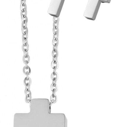 Edelstahl Schmuckset, Kette 43 + 5cm mit Anhänger + Ohrringe