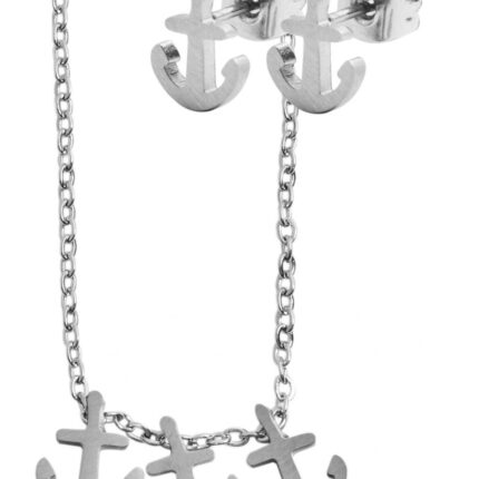 Akzent Edelstahl Schmuckset Kette + Ohrstecker