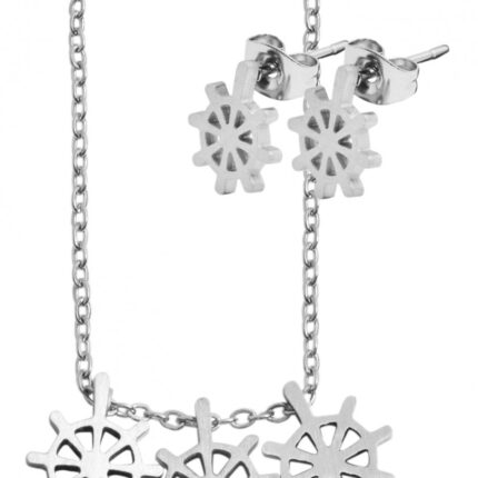 Akzent Edelstahl Schmuckset, Kette + Ohrstecker