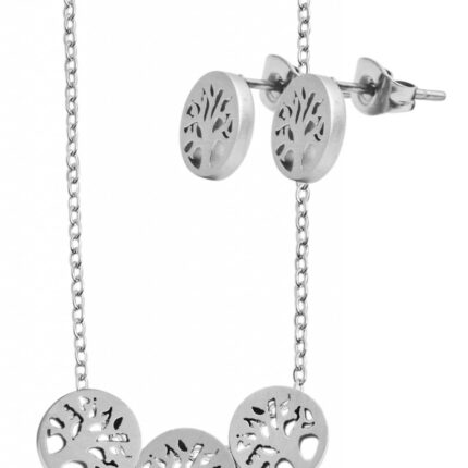 Akzent Edelstahl Schmuckset, Kette + Ohrstecker