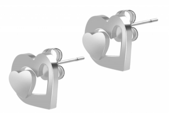 Akzent Schmuckset mit Kette und Ohrstecker, Edelstahl, Herz - Image 3