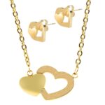 Akzent Schmuckset mit Kette und Ohrstecker, Edelstahl, Herz - Image 4