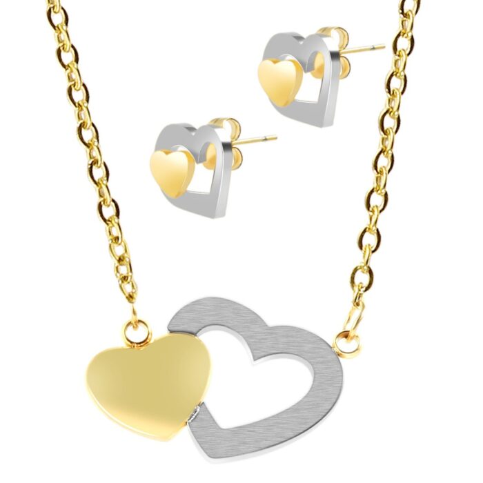Akzent Schmuckset mit Kette und Ohrstecker, Edelstahl, Herz - Image 7