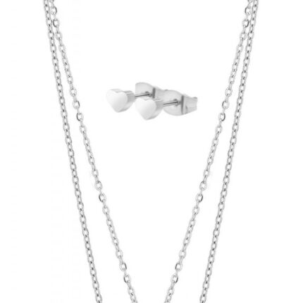 Akzent Schmuckset "Vilda", Layering Kette und Ohrstecker, Edelstahl