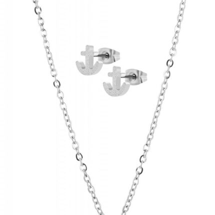 Akzent Schmuckset "Coralie" mit Anker, Edelstahl, sandgetrahlt