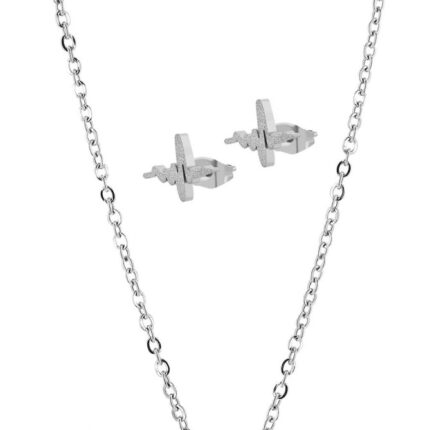 Akzent Schmuckset "Cara", Kette & Ohrstecker, Edelstahl, Heartbeat, sandgestr...