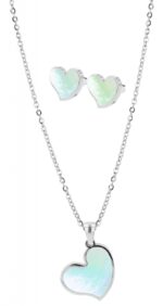 Akzent Schmuckset "Jorvina" mit Kette und Ohrsteckern, Edelstahl und Perlmutt
