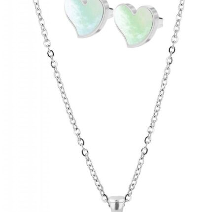 Akzent Schmuckset "Jorvina" mit Kette und Ohrsteckern, Edelstahl und Perlmutt