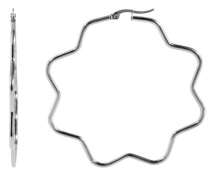 Akzent Edelstahl Creolen, Blume, 65 mm