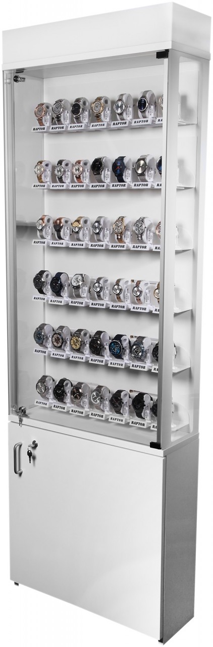 Innenwandvitrine mit Unterschrank