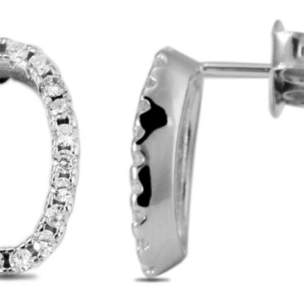 925/- Echt Silber Ohrstecker, Oval mit Zirkoniabesatz