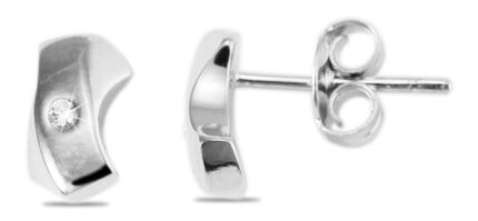 925/- Echt Silber Ohrstecker "Gesa" mit Zirkoniastein, 925/rhodiniert