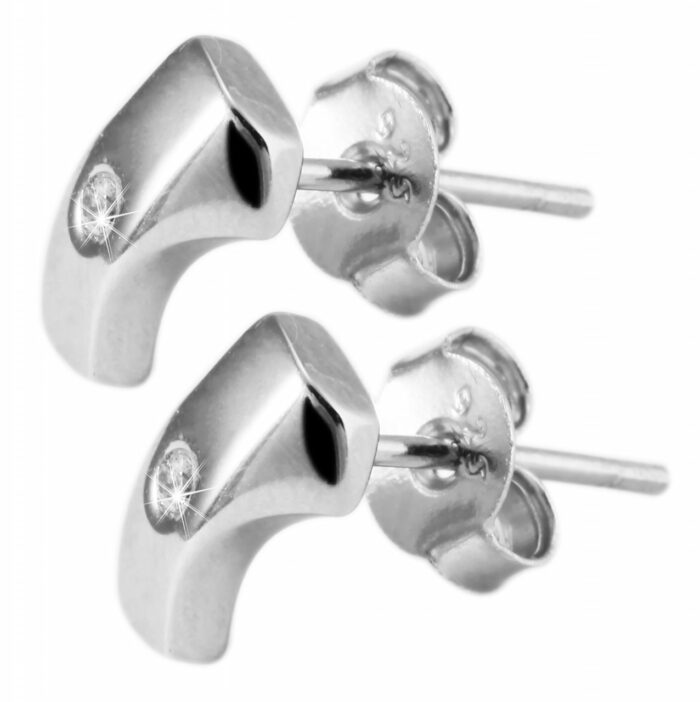 925/- Echt Silber Ohrstecker "Gesa" mit Zirkoniastein, 925/rhodiniert - Image 2
