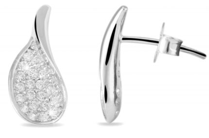 925/- Echt Silber Ohrstecker "Tilda" mit Zirkoniabesatz, 925/rhodiniert