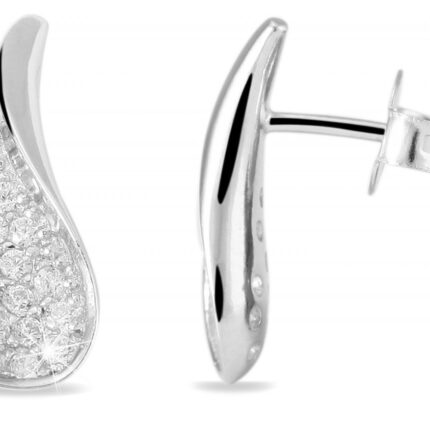 925/- Echt Silber Ohrstecker "Tilda" mit Zirkoniabesatz, 925/rhodiniert