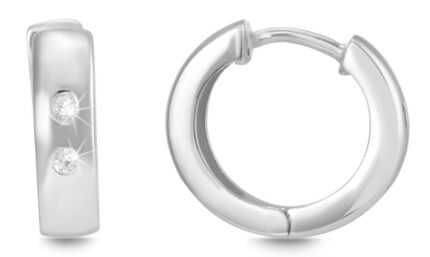 925/- Echt Silber Klappcreolen "Zera" mit zwei Zirkoniasteinen, 925/rhodiniert