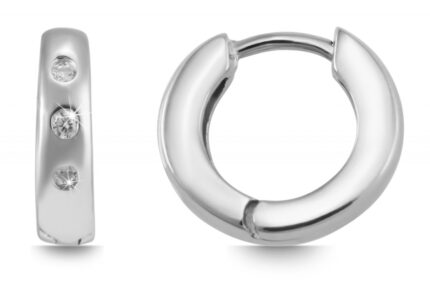 925/- Echt Silber Klappcreolen "Tessa" mit drei Zirkoniasteinen, 925/rhodiniert
