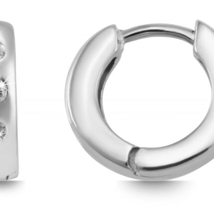 925/- Echt Silber Klappcreolen "Tessa" mit drei Zirkoniasteinen, 925/rhodiniert